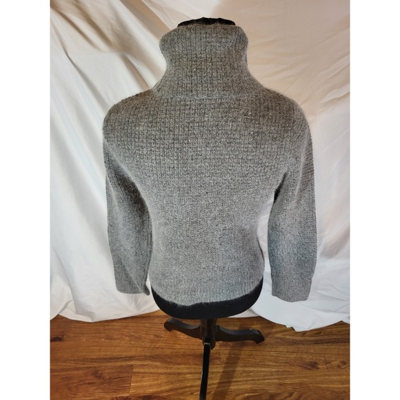 Lucidity Angora Rabbit Hair Blend Turtleneck Cowl Sweater Gray Waffle Womens Med - Picture 3 of 6